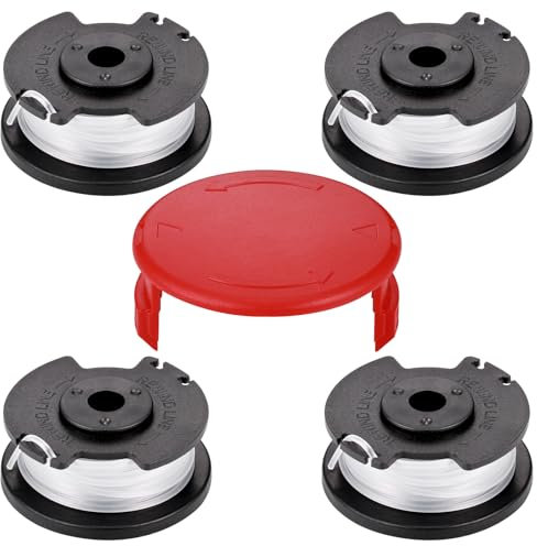 Zocipro 4 Stück Nylon Ersatzfadenspule, Rasentrimmer Faden Kompatibel für Ein-hell Akku-Rasentrimmer GE-CT 18/28 Li und GE-CT 18/28 Li TC, mit 1 Stück Saitentrimmer Spulenabdeckung (TLE-03-1)