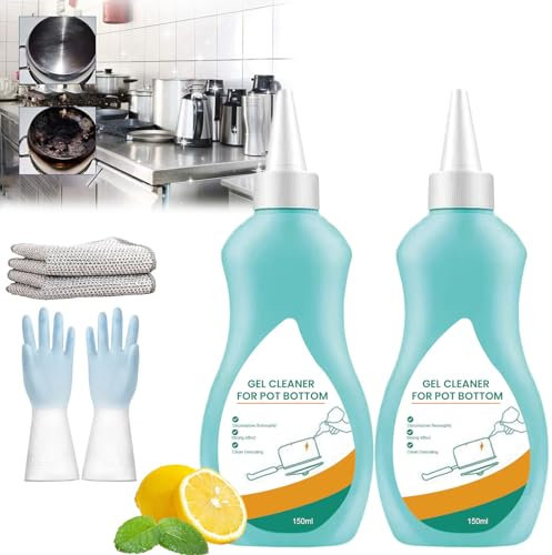 Magic Gel Cleaner for Pots and Pans, Professional Gel Cleaner for Pot Bottom, Black Pot Bottom Cleaning Gel, Bottom of the Pot Black Scale Cleaner, Gel Cleaner for Cookware Bottom (2Pcs)