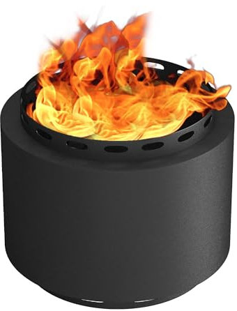 Outsunny Chimenea portátil sin humo, 48,5 cm, con póquer para jardín, camping, fiesta de hoguera, metal, negro