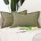 Madizz 2er Set Polyester Leinen Kissenbezügen mit breiter Kante Weiche dekorative Kissenbezüge für Sofa Schlafzimmer Kissenhülle Moosgrün 40x60 cm Rechteckig