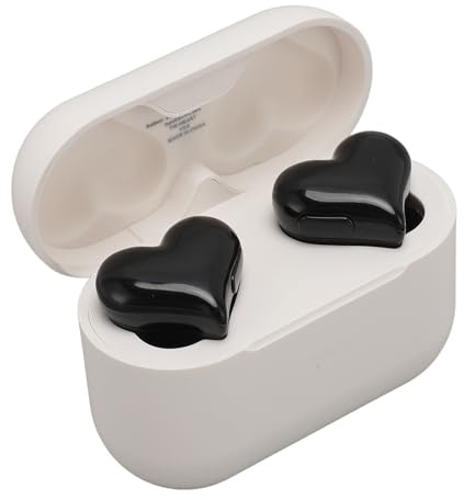 Tosuny Wireless Earbuds, Heart Shaped Noise Cancelling in-Ear with Charging Case, HIFI Stereo Sound Waterproof Cute for Women & Kids (Black)