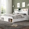 Kinderbett Doppelbett 140x200, Stauraumbett Funktionsbett mit USB-Port & Schubladen & Stauschrank, Multifunktionales Bett Jugendbett Bettrahmen mit Großer Stauraum und Lattenrost, Massivholz, Weiß