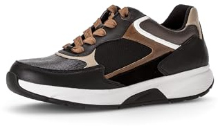 Gabor Damen Low-Top Sneaker, Frauen Halbschuhe,Freizeit,straßenschuhe,Strassenschuhe,Sportschuhe,Turnschuhe,schwarz/Camel Kombi,38.5 EU / 5.5 UK
