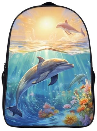 FJLZSHNB Dolphin Schulrucksack Mädchen Teenager Schultasche Großen Rucksack Schule Trekking Rucksack Rucksack Wasserdicht Für Schule Reise Schulranzen 40x28x16cm