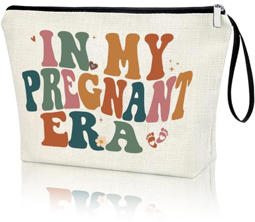 Cadeau pour maman enceinte, idée d'annonce pour maman, trousse de maquillage In My Pregnant Era TS, pour les fans de la nouvelle maman, sac de voyage à fermeture éclair, cadeau de révélation de