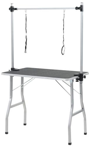 Xichuzi Trimmtisch Schertisch mit 2 Schlingen für Hunde Katzen Klappbar, Hundefriseur Tisch, Hunde Zubehör, Frisiertisch Hund, Hundefriseur, Hunde Blower, Hundefriseur Zubehör,