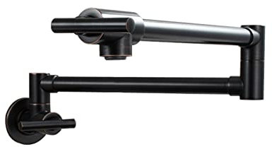 Pot Filler Faucet Wall Mount Brass Pot Filler Kitchen tap Single Cold Water Kitchen taps Double Handle Double Joint spout Pot Filler Kitchen Mixer tap,Black