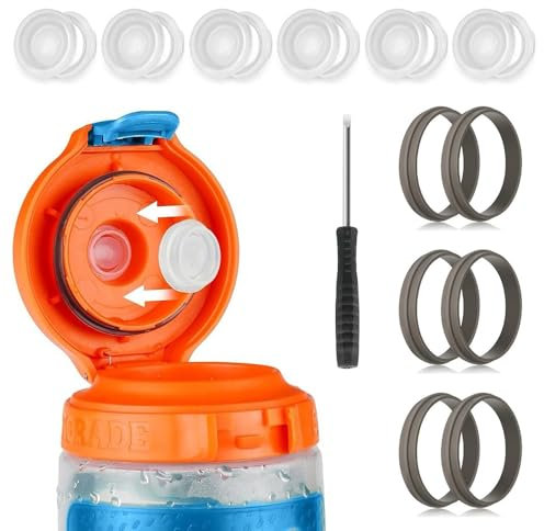 TOEECY Gatorade Gx Botellas Compatibles Accesorios 6 Válvulas de Silicona Blancas Incluye 1 llave Inglesa y 6 Juntas perfectas para Deporte Actividades al Aire Libre No Incluye TazasBlanco