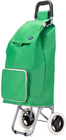 Lightweight Aluminium Shopping Trolley on Wheels - 59L Capacity, Durable, Easy to Maneuver & Fold for Convenient Storage – Ideal for Groceries, Laundry, and Errands (Green)