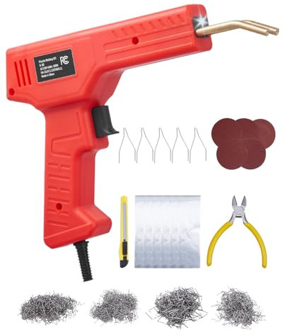 VEVOR Kunststoff Schweißgerät, 100 W Kunststoff Reparatur Set mit 800 Heißklammern, Schweißpistole, Kunststoff-Autostoßstangen mit LED-Licht für Kajaks, Spielzeuge, Reparatur von Kunststoffrissen