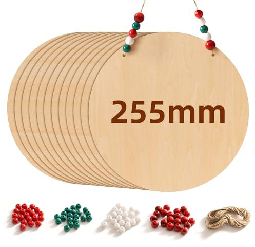 ROWOOD 12 runde Holzscheiben (25 cm) – Glatte Lindenkreise zum Malen, für DIY-Projekte und Schilder