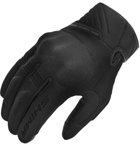 SHIMA SONIC Motorrad Handschuhe Herren Kurze Sommer Motorradhandschuhe Schutz Schutzkleidung Touchscreen Motorcycle Belüftet Verstärkt Leicht Motorbike Sommerhandschuh (Männer, Schwarz, M)