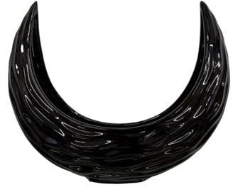Omniacasa Vaso Decorativo Nero Lucido in Ceramica – Design Moderno a Forma di Luna con Rilievi, Altezza 20 cm – Scultura Artistica per Casa, Studio o Ufficio