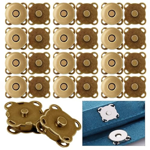 Boutons magnétiques, boutons pression à coudre (Bronze, 18mm*12) | fermoir magnétique sac & vêtements, bouton pression magnétique couture DIY, aimants à coudre pour sacs, portefeuilles, vestes