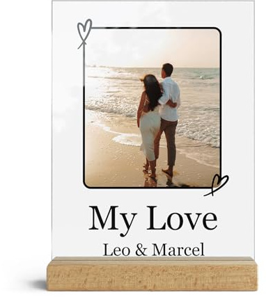 CHRISCK design Wandbild Geschenkidee mit Foto - personalisierte Geschenke Jahrestag für Ihn & Sie - Fotogeschenk Geburtstag Freund & Freundin - Partnergeschenk Wanddeko Pärchen