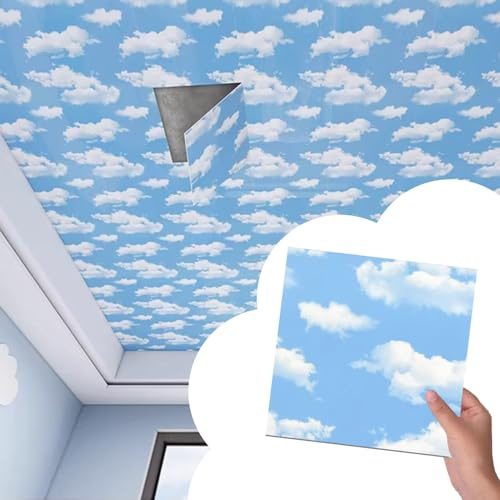 Vibeo Fliesenaufkleber Selbstklebende Fliesen in Unifarben für Unansehnliche Decken, Fliesenoptik-Tapete zum Aufkleben und Abziehen, 30 x 30 cm Große Wandspiegelaufkleber(Blue,20 pcs)