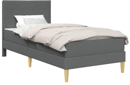 vidaXL Bettrahmen Dunkelgrau 80 x 200 cm Polyester, Modernes Schlafzimmer-Setup, langlebiges Bettgestell, rechteckige Schaumstoffmatratze, stilvolle Moderne Möbel, bequemer Schlaf