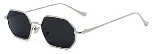 Hviomru Rechteckige Hexagon-Sonnenbrille – retro sunglasses für Herren & Damen, ideal für Karneval & Fasching