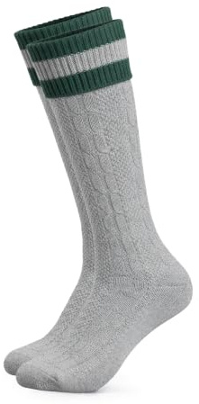 HerzSticht Chaussettes Longues Traditionnelles Bavaroise Homme lot de 1 (modèle: Wiesendistel) vert gris clair 39-42