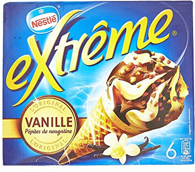 Nestlé Crème Glacée Extrême l'Original Vanille Pépites de Nougatine x 6 426 g