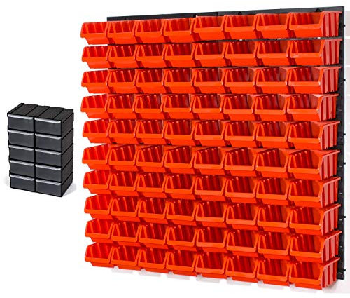 84 tlg Wandregal Lagerregal Stapelbox Gr.2 orange Regal Platten Werkstatt