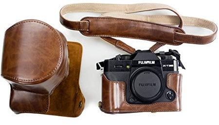kinokoo Tasche für Fujifilm X-T30 X-T30 II X-T20 X-T10, Schutzhülle aus PU-Leder für Fuji XT10 XT20 XT30 XT30 II Kamera mit 16-50 mm Objektiv – mit verstellbarem Schultergurt– Kaffee