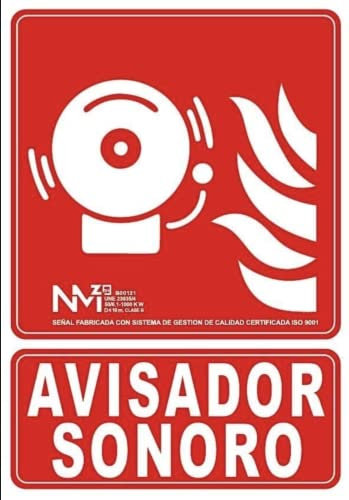 MovilCom® - Señal luminiscente AVISADOR SONORO PVC 0,7mm Clase B 210X300mm homologado cumple CTE, RIPCI nueva legislación (ref.RD00121)