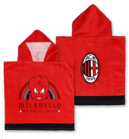 AC Milan Bademantel Poncho für Kinder aus Frottee Einheitsgröße Unico