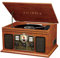 Victrola Nostalgic - Reproductor de discos Bluetooth 7 en 1 y centro multimedia con altavoces integrados, tocadiscos de 3 velocidades, reproductor de CD y casete, radio AM/FM, transmisión inalámbrica