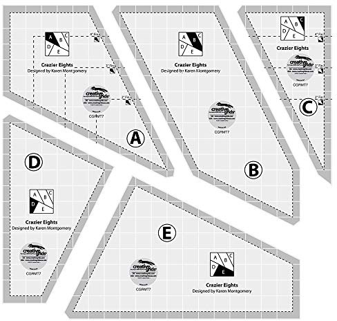 Creative Grids Crazier Eights Schablone und Quilt-Lineal – CGRMT7 – hergestellt in den USA, 15,2 x 22,9 cm, rutschfester Griff, Acryl, Quilten, Nähen, Basteln, Patchwork-Lineal und Schablone