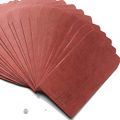 Egurs 20 Stück Retro Rot Kraft Briefumschläge Mini Papiertüten Klein Kraftpapier Tüten Mini Papierbeutel Kraft Umschlag Flachbeutel 16 * 11