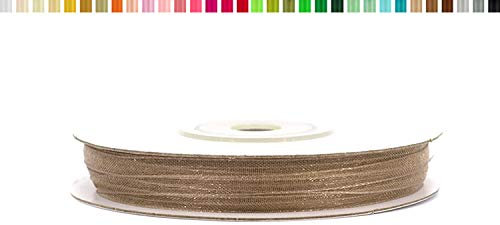 Organzaband 3mm x 50m Rolle - FARBAUSWAHL in 3/6/12/25/38mm - transparent, farbecht & waschbar - Schleifenband für Hochzeit - Geschenkband zum Verpacken Dekorieren Basteln - Taupe 823