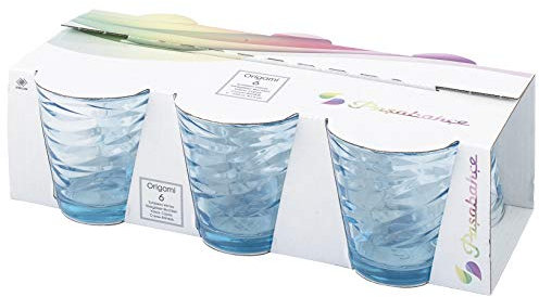 PASABAHCE 496224 Origami Confezione 6 Bicchieri, Vetro, Azzurro, 24,5 Cl