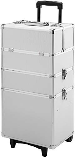 tectake Valise Trolley Maquillage Mallette Cosmétique Vanity, en Aluminium, Argent