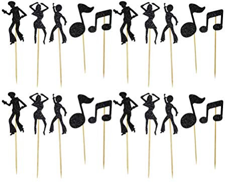 PRETYZOOM 30 Stück Musikparty Cupcake Topper Musiknote Und Tanz Menschen Kuchen Picks Dekorative Papier Kuchen Stick Topper Dekoration Lieferungen