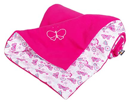 Kaarsgaren Kinderwagendecke für Winter, Größe 70 x 100 cm, Farbe: Rosa/Schmetterling, doppelseitig Kuscheldecke, Babydecke, Erstlingsdecke, Krippe Decke (Rosa/Schmetterling)