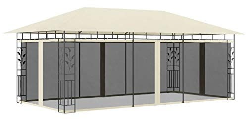Tidyard Tendone per Feste Gazebo con Zanzariera 6x3x2,73 m Impermeabile Protezione UV Tenda Giardino Sagre Eventi Mercati Esterno Crema/Antracite