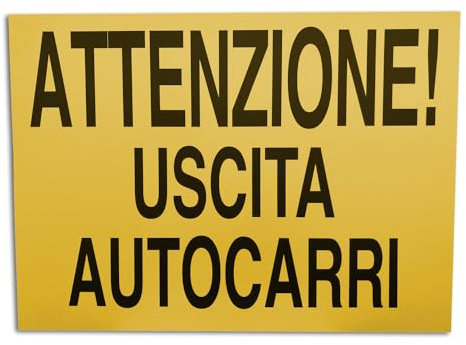 ►Segnaletica di Sicurezza sul lavoro - Segnali Cantieri - ATTENZIONE USCITA AUTOCARRI - Cartello plastica rigida (Forex® 3mm) - f.to 700 x 500 mm (35.000)