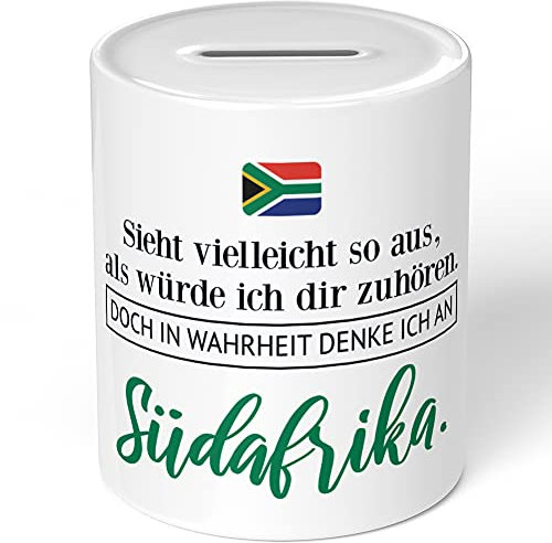 JUNIWORDS Spardose Sparbüchse, Sieht vielleicht so aus, als würde ich dir zuhören. Doch in Wahrheit denke ich an Südafrika (1001249)
