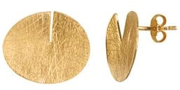 ORECCHINI IN ORO TAGLIO | Progettato da Joidart | Collezione Taglio | Metallo placcato oro 24K | Orecchini a bottone piccoli | 0,90 x 1,00