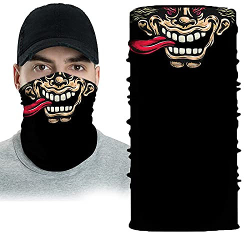 Motorcycle Face Mask, Snood Scarf, Motorbike Facemask Biker Ski Skiing Face Protection Dust Wind Tube Headwear Balaclava Neck Gaiter (Joker-3)