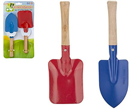 Kids Gardening Tools 2 Piece Set Complete with Small Red Spade and Blue Trowel Garden Toys for toddlers
