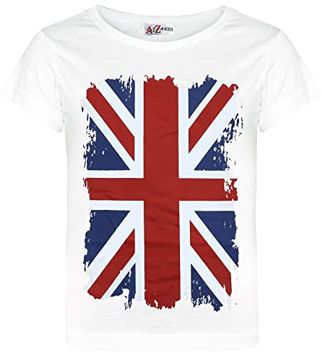 Kids Union Jack T Shirt Boys Girls British Flag Football Support Top | Lightweight Cotton Garment Everyday Outfit Festival Celebration Style