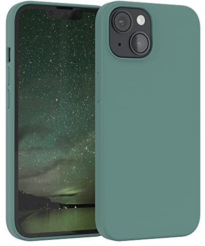 EAZY CASE Premium Silikon Handyhülle kompatibel mit iPhone 14 Slimcover mit Kameraschutz und Innenfutter, Silikonhülle, Schutzhülle, Bumper, Handy Case, Hülle, Softcase, Nacht Grün