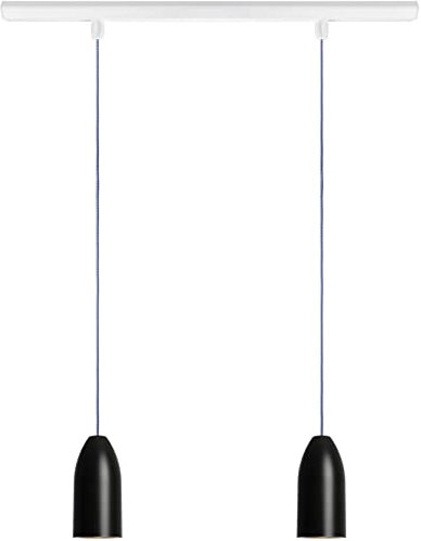 Buchenbusch urban design Esszimmerlampe schwarz 2-flammig (33 Kabelfarben) Küchenblock Kochinsel kurzer Esstisch indirekte Beleuchtung dimmbar Beton Deckenschiene höhenverstellbar black edition
