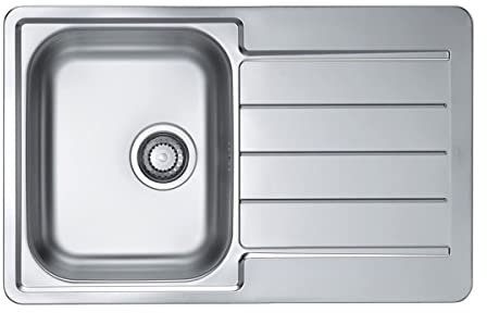Alveus 1086352 LINE START 80 Fregadero de cocina empotrado de acero con escurridor, Inox lino