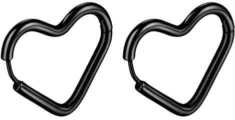 JewelryWe Schmuck Herz Ohrringe Creolen Damen Liebe Herzform Ohrstecker Ohrschmuck für Frauen Mädchen Schwarz