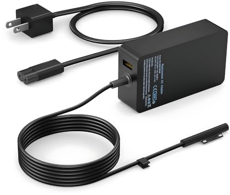 YURCIPWE Surface Pro Charger 65W, Surface Laptop Charger Compatible with Microsoft Surface Pro 11/10/9/8/7+/7/6/5/4/X, Surface Laptop 7/6/5/4, Surface Book 3/2, Surface Go 3/2/1 with 8.8ft Power Cord