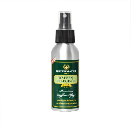 Ostermayer Jagd Waffenöl 100 ml – Waffenpflegeöl Gold Serie für Jagd- und Sportwaffen, Reinigung, Pflege & Korrosionsschutz, silikon- und PTFE-frei, Pumpflasche ohne Treibgas, Schweizer Herstellung