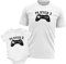 Purple Print House Matching Father and Son T Shirt and Babygrow Set Daddy Fathers Day Gaming Gift, 0-3 Months, White